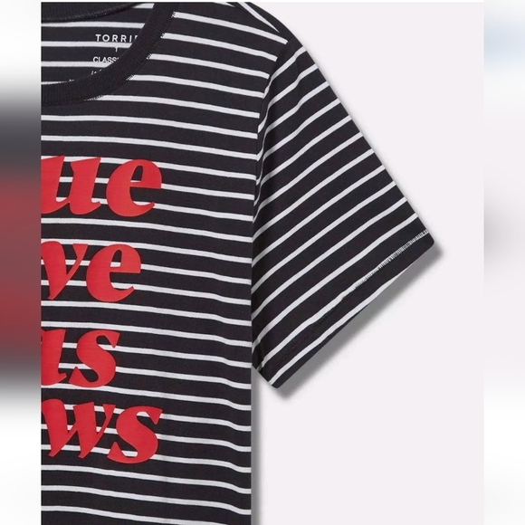 Torrid True Love has Paws Cotton Crew Neck Tee black & white stripes Sz 3x - Picture 8 of 12